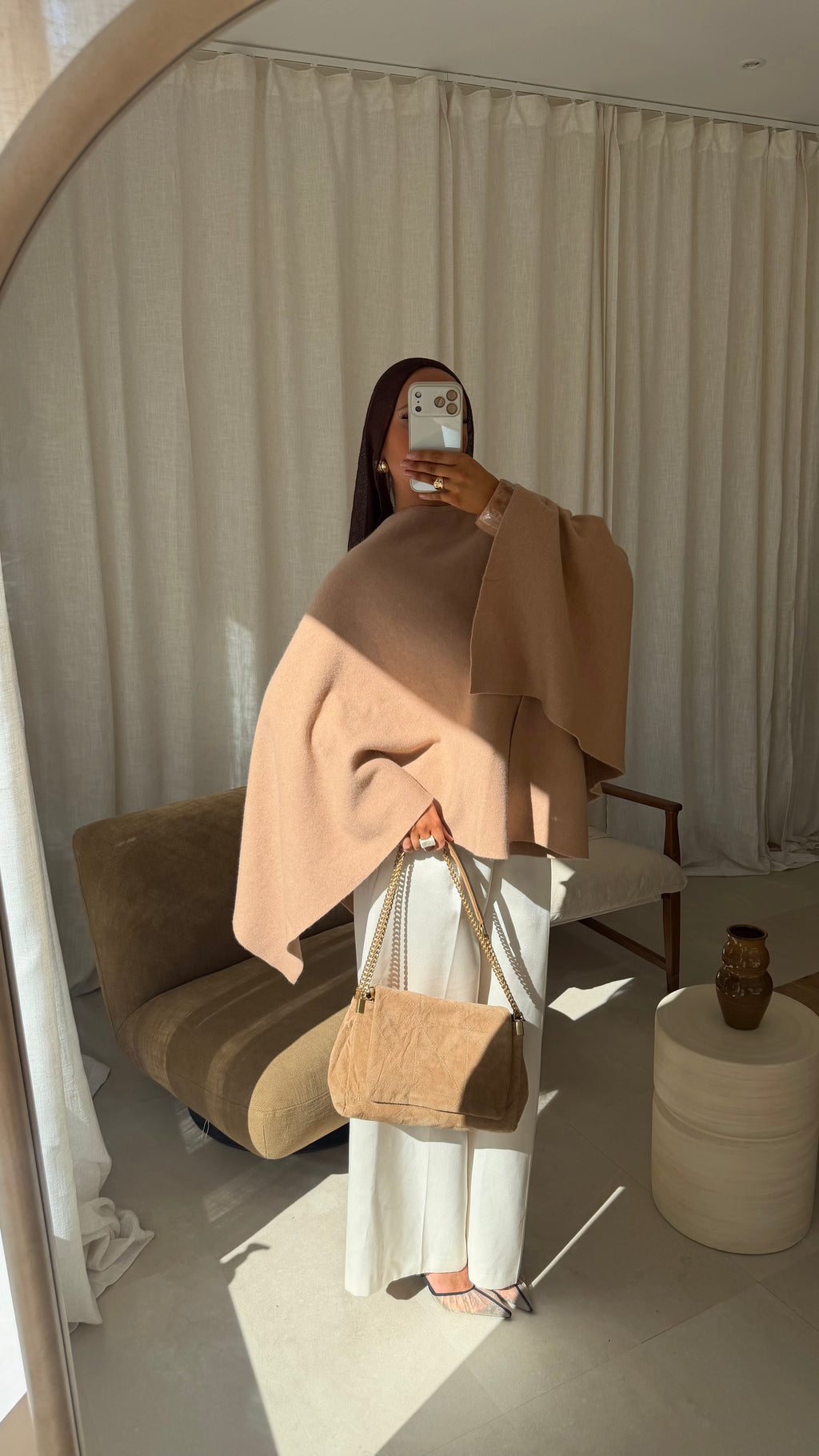 [GAMME LUXE] Cape en laine véritable ELDENA | Camel
