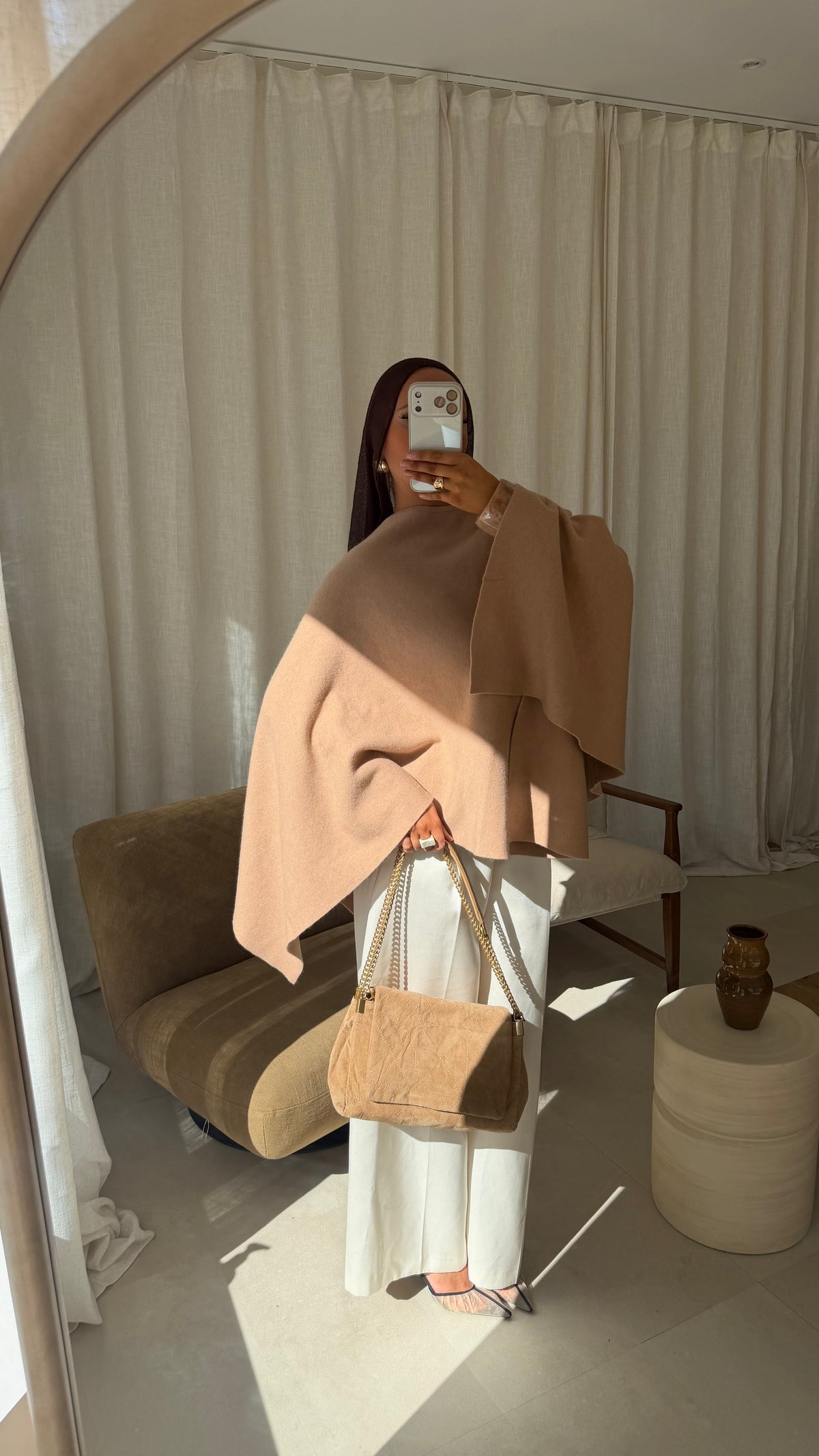 [GAMME LUXE] Cape en laine véritable ELDENA | Camel
