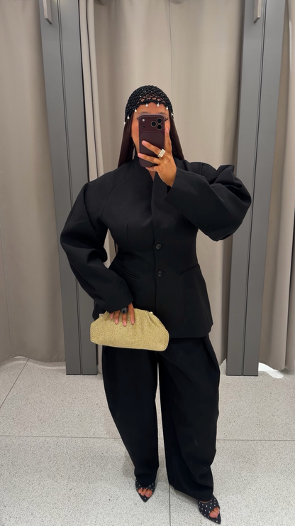 [GAMME PREMIUM] Blazer à manches bouffantes | Noir