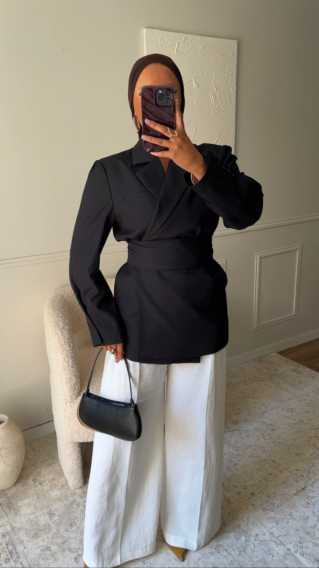 [GAMME PREMIUM] Blazer OJYRA à ceinture | Noir