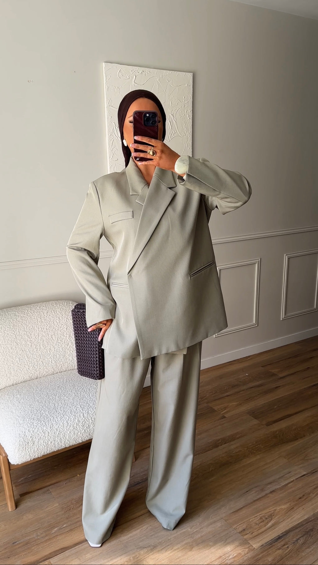 [GAMME PREMIUM] Blazer oversize cache cœur | Tilleul