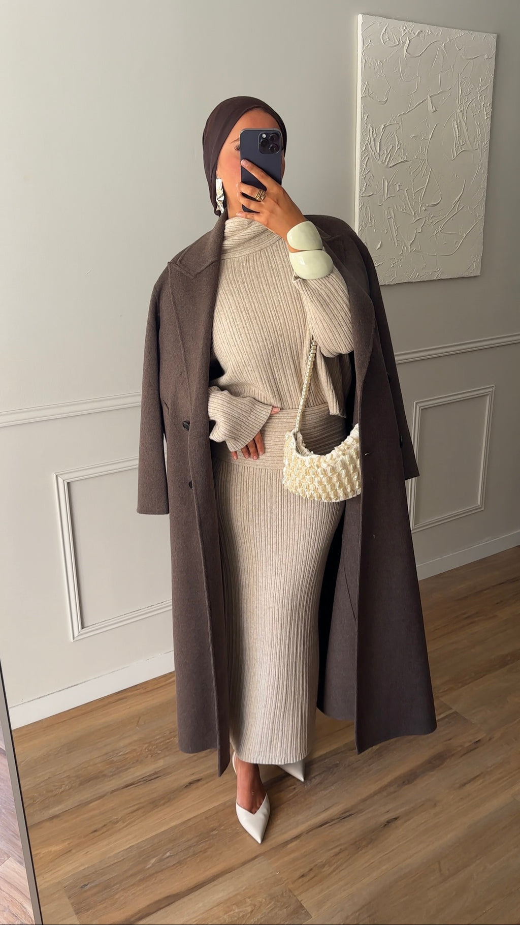 [GAMME LUXE] Manteau ultra long en laine véritable fait main | Dark mocha