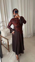 Robe longue à motifs YANA | Marron