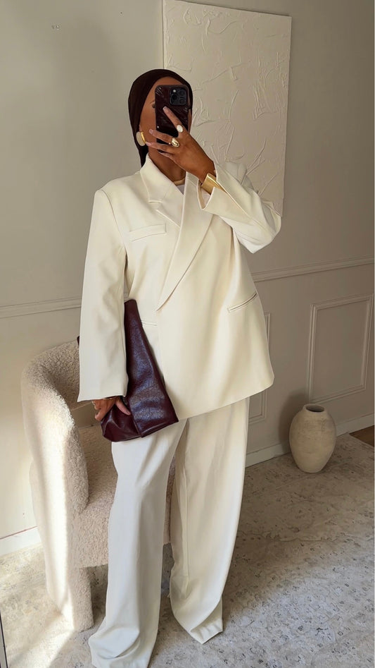 [GAMME PREMIUM] Blazer oversize cache cœur | Écru