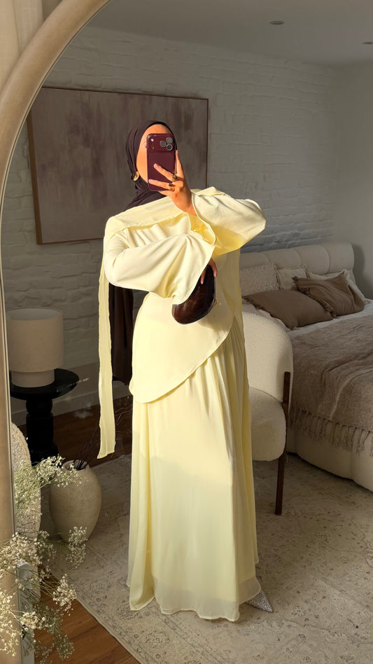 [GAMME PREMIUM] Set asymétrique avec écharpe NOOR | Jaune