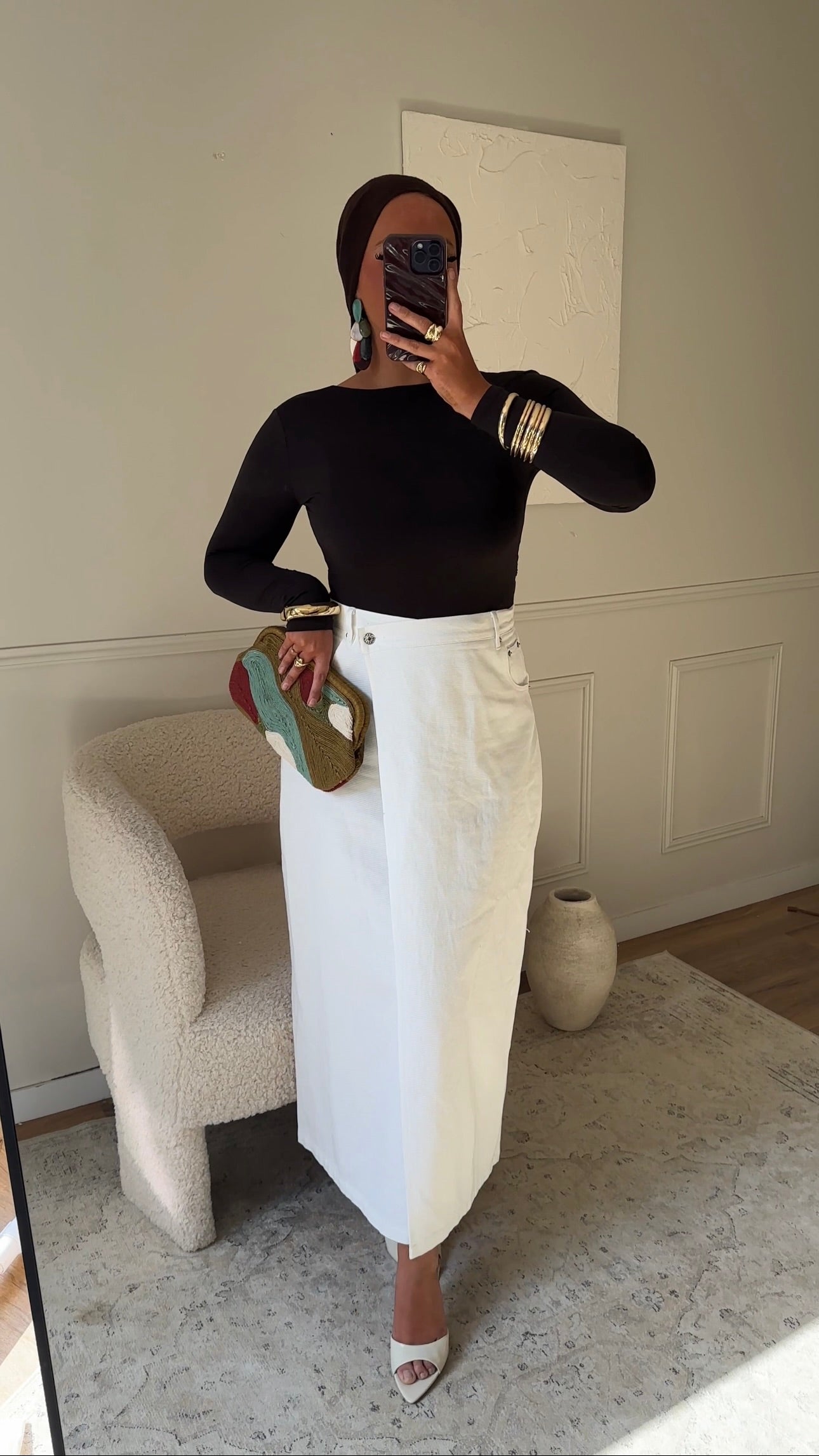 Jupe en jean portefeuille | Blanc