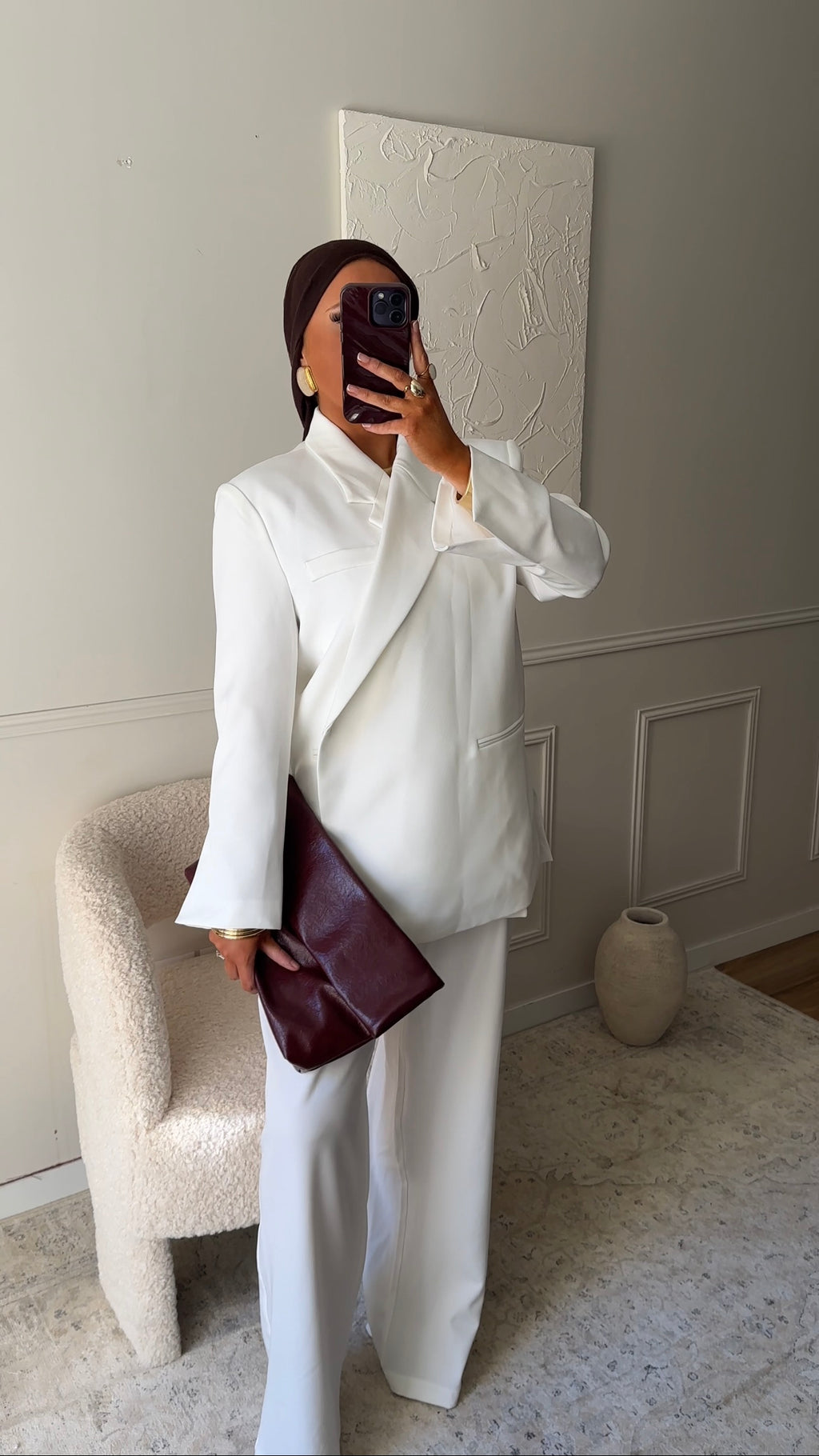 [GAMME PREMIUM] Blazer oversize cache cœur | Blanc