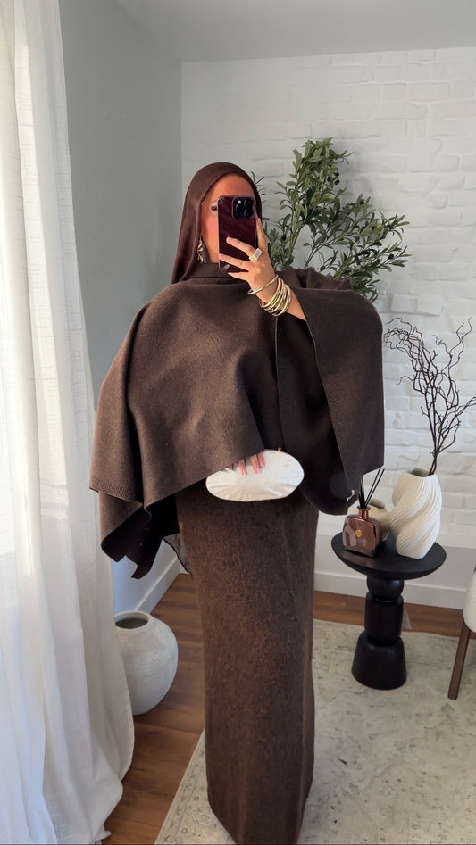 Cape en maille ultra douce Marron | Pré-commande