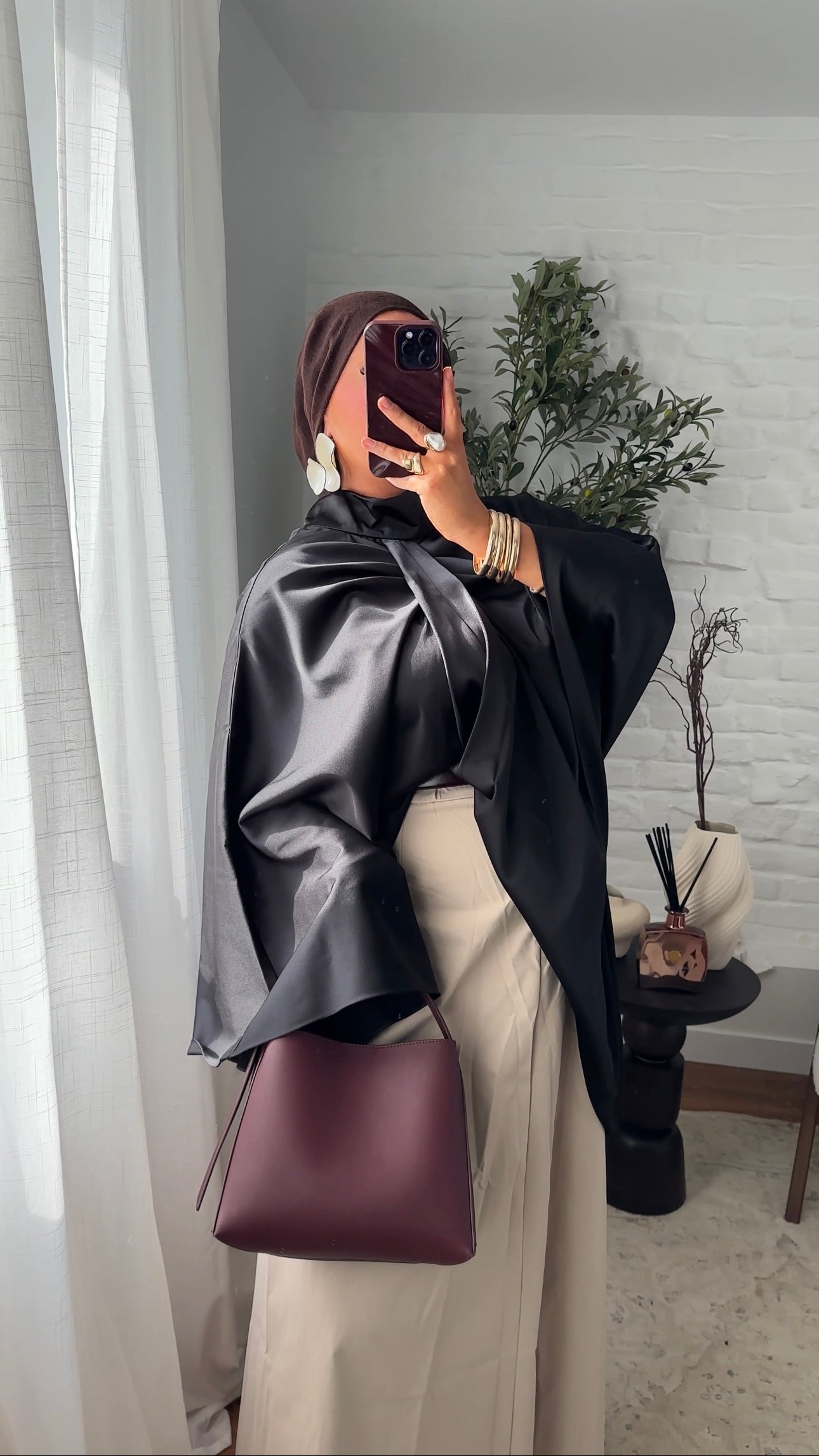 Jupe ultra longue évasée stretch | Beige