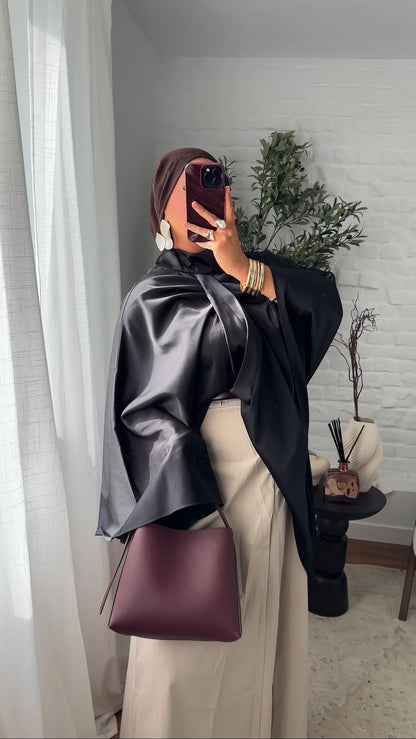 Jupe ultra longue évasée stretch | Beige
