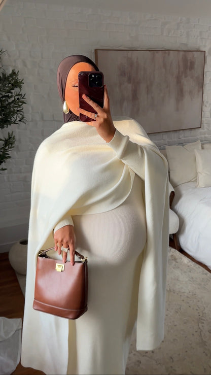 [CRÉATION] Cape ultra longue en maille | Blanc