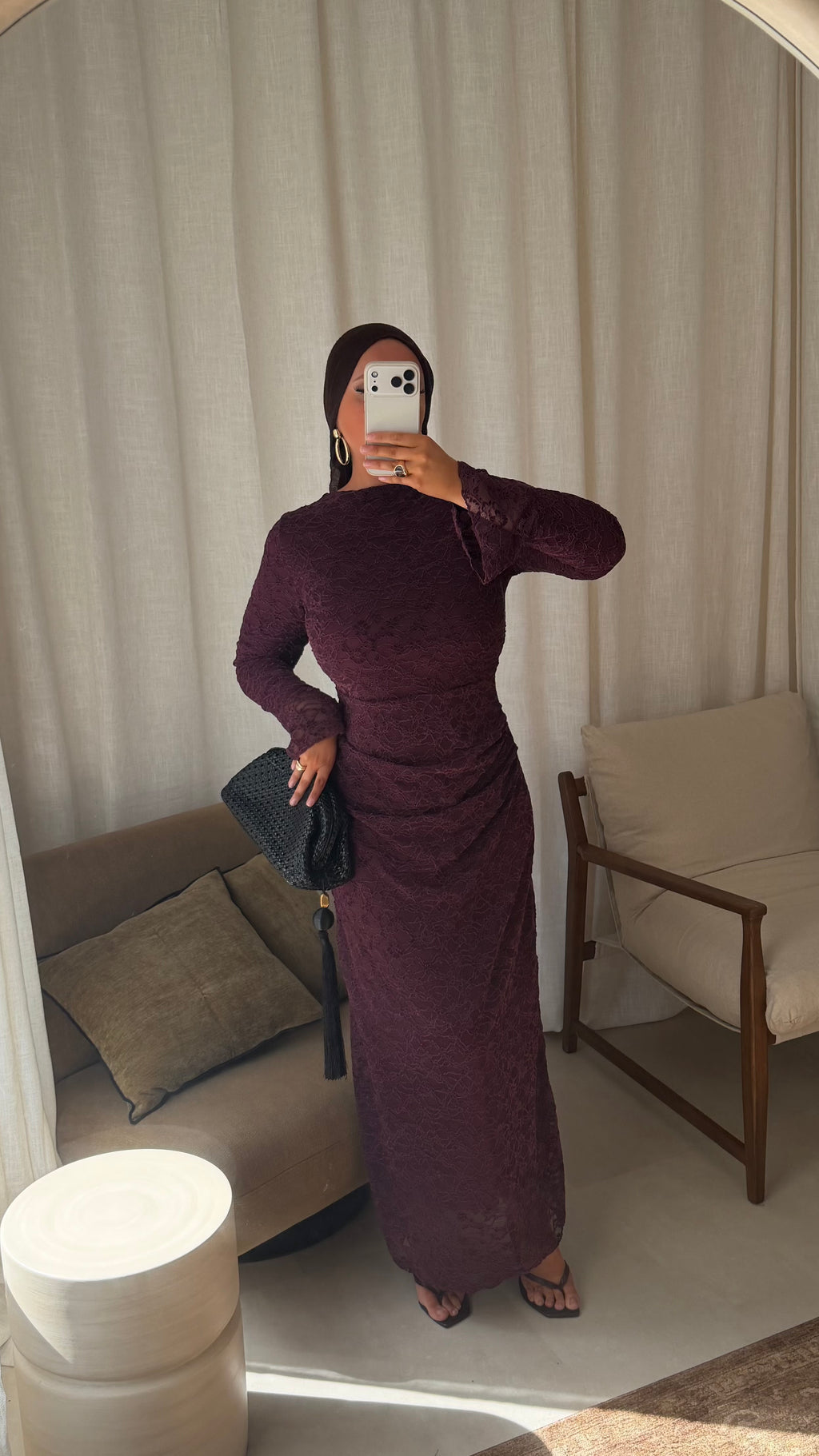 Robe doublée en dentelle | Prune