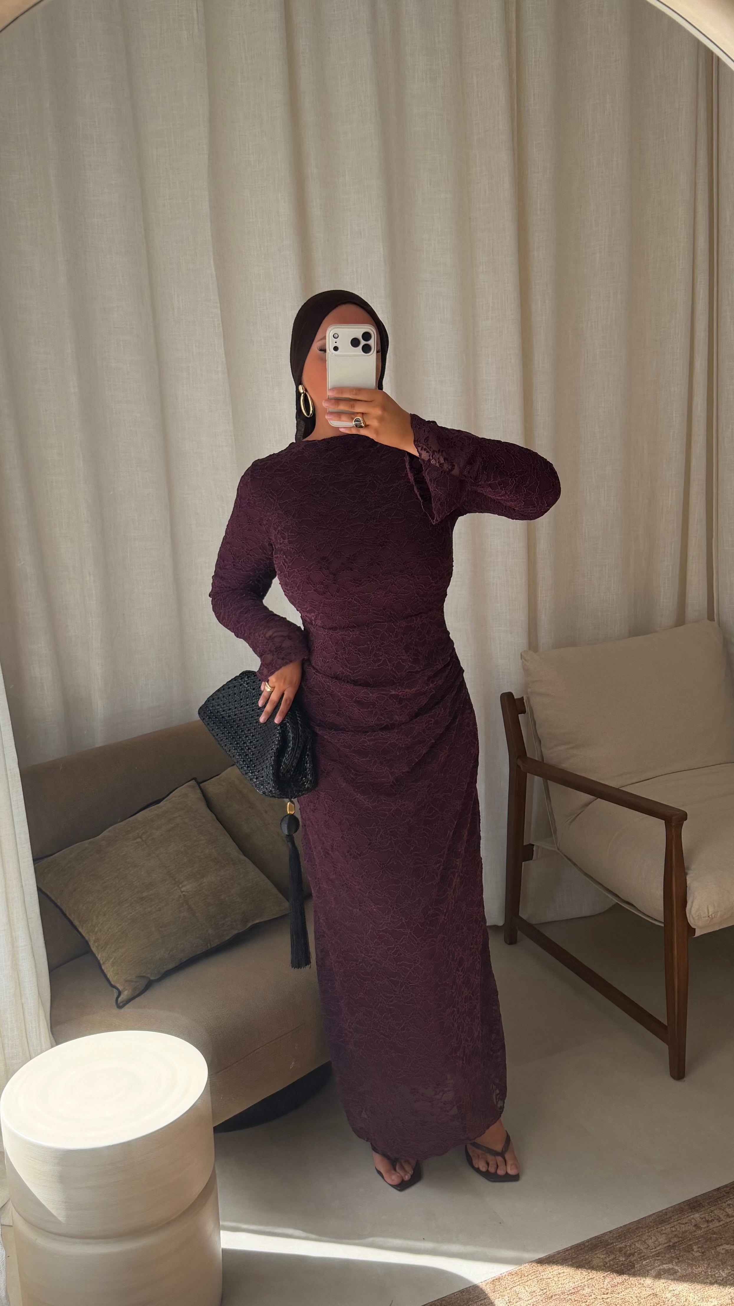 Robe doublée en dentelle | Prune
