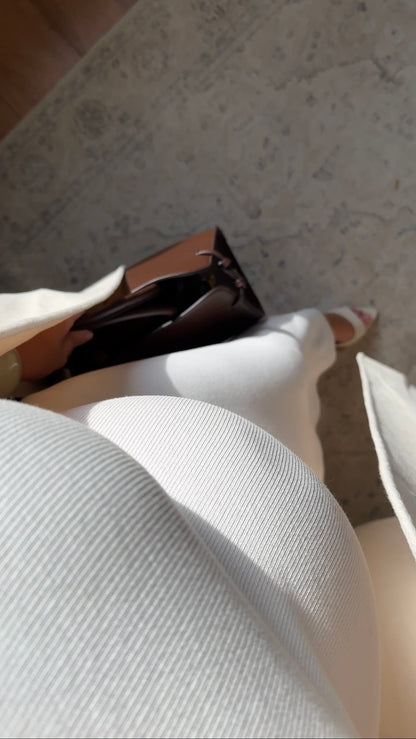 [GAMME PREMIUM] Manteau long en laine véritable fait main à ceinture | Écru