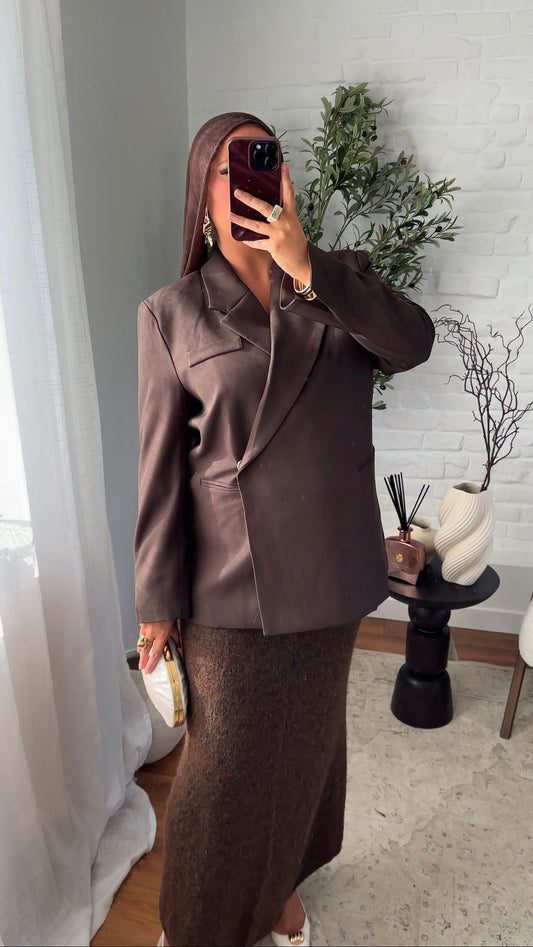 [GAMME PREMIUM] Blazer cache cœur oversize | Marron