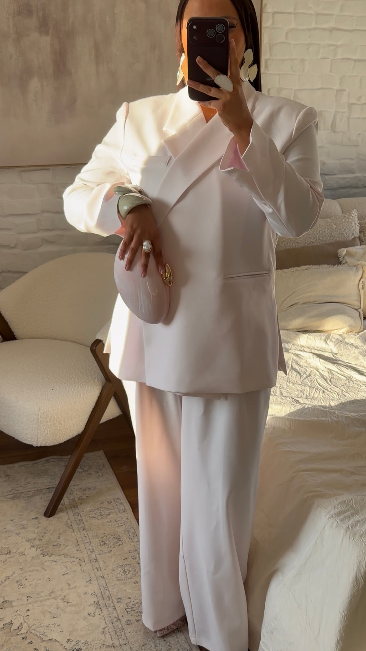 [GAMME PREMIUM] Blazer oversize cache cœur | Rose pâle