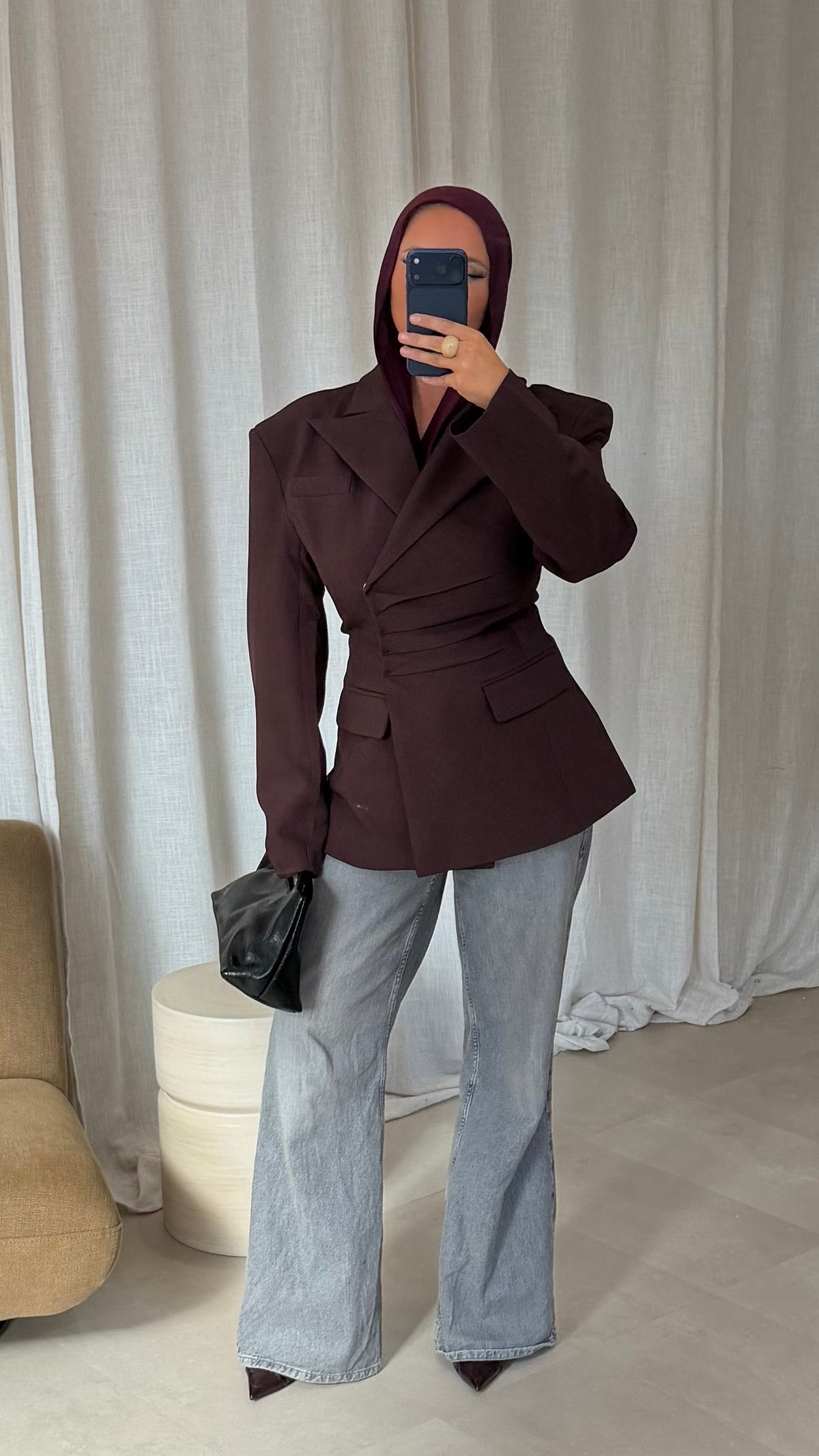 [GAMME PREMIUM] Blazer épais cintré ÉLINE | Bordeaux