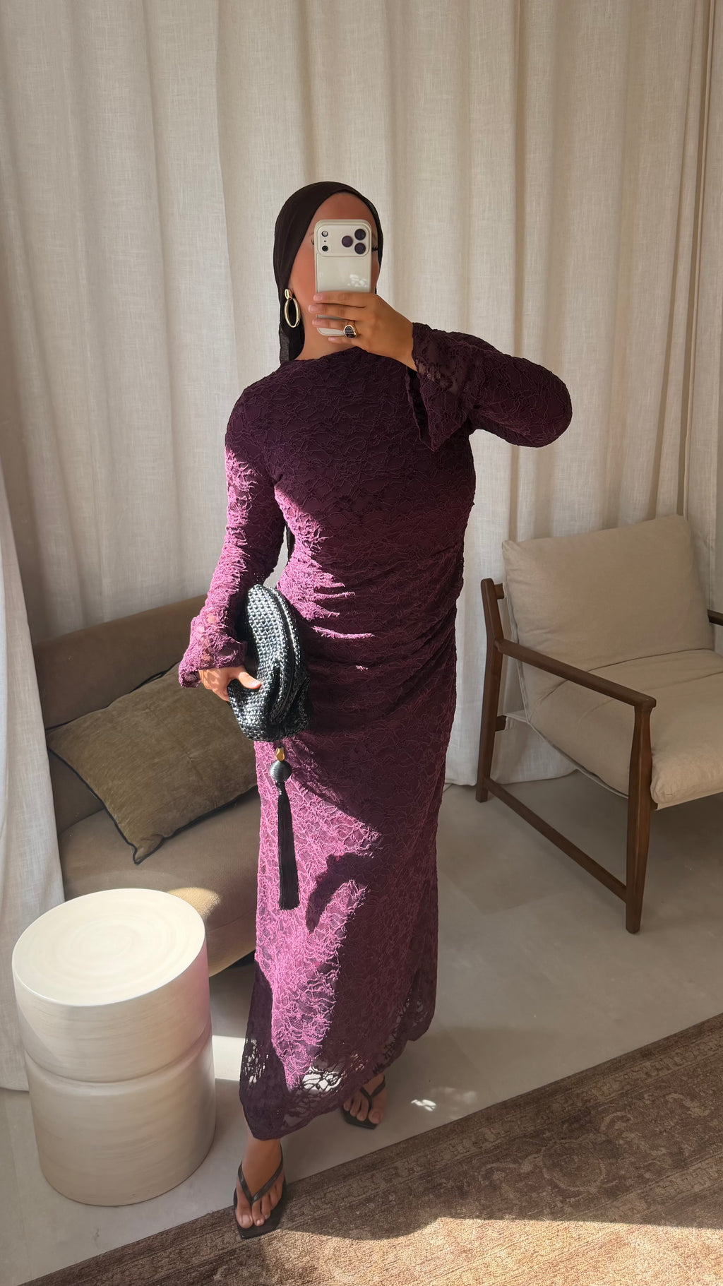 Robe doublée en dentelle | Prune