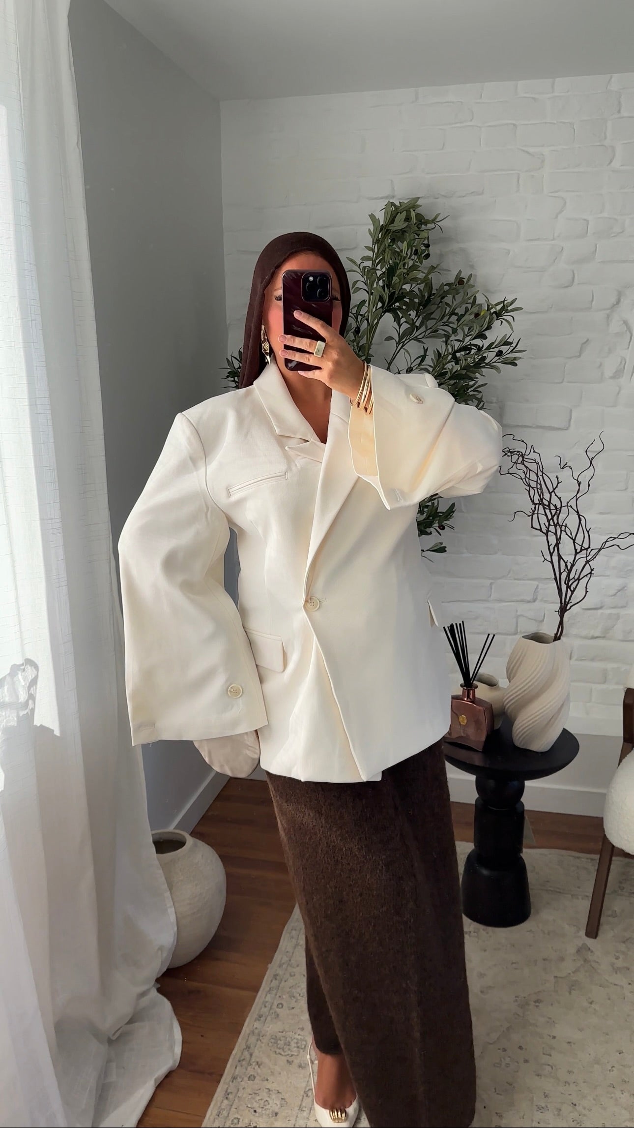 [GAMME PREMIUM] Blazer cache cœur oversize à boutonnage | Écru