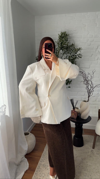 [GAMME PREMIUM] Blazer cache cœur oversize à boutonnage | Écru