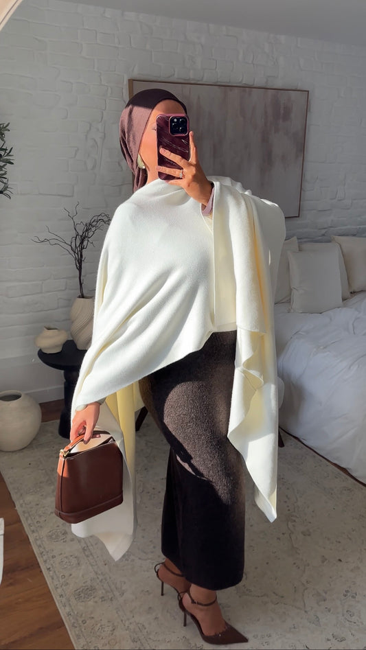 Jupe longue en maille | Marron