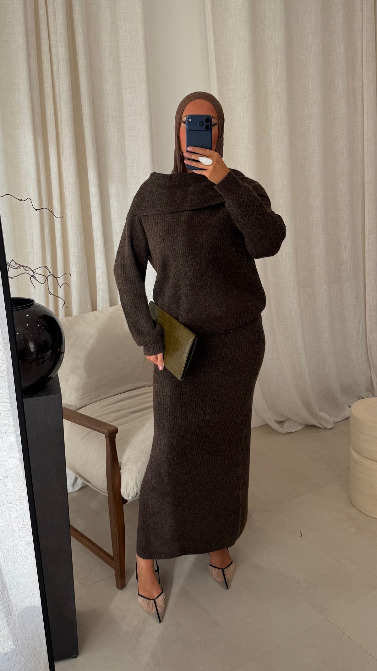[GAMME PREMIUM] Ensemble en maille côtelée EREL | Marron