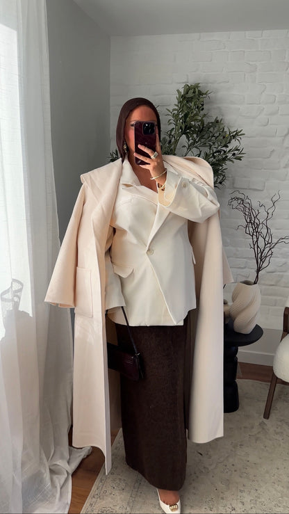 [GAMME PREMIUM] Blazer cache cœur oversize à boutonnage | Écru