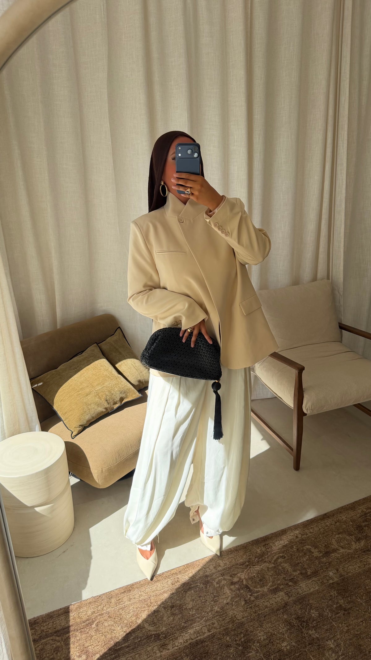 [GAMME LUXE] Blazer à col bouton oversize | Beige