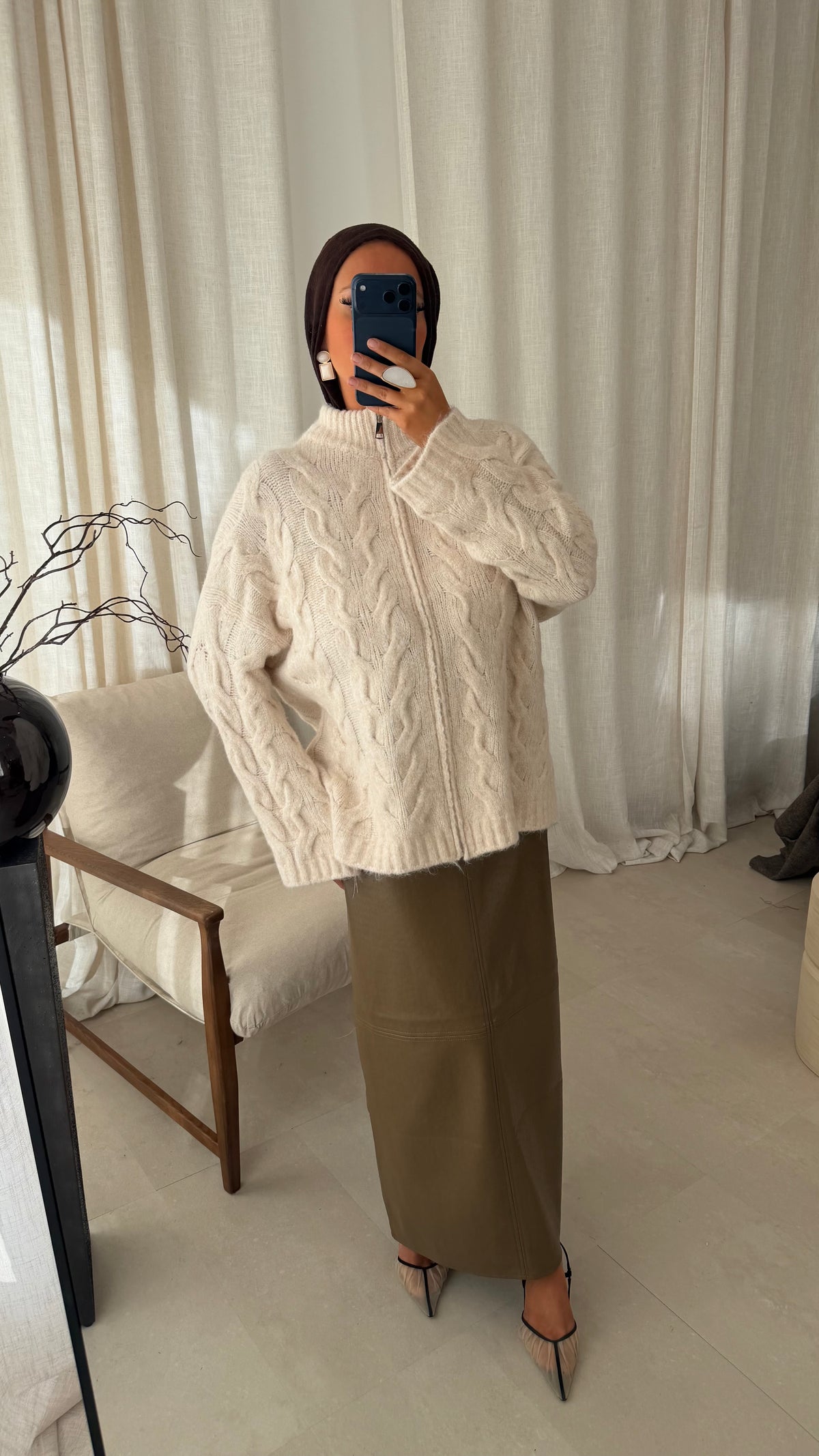 Pull long ultra doux torsadé SAMARIA | Crème