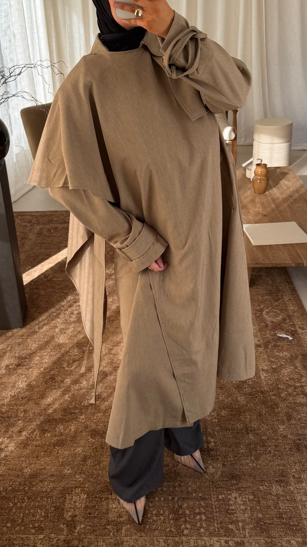 [GAMME PREMIUM] Trench ultra long à cape | Beige