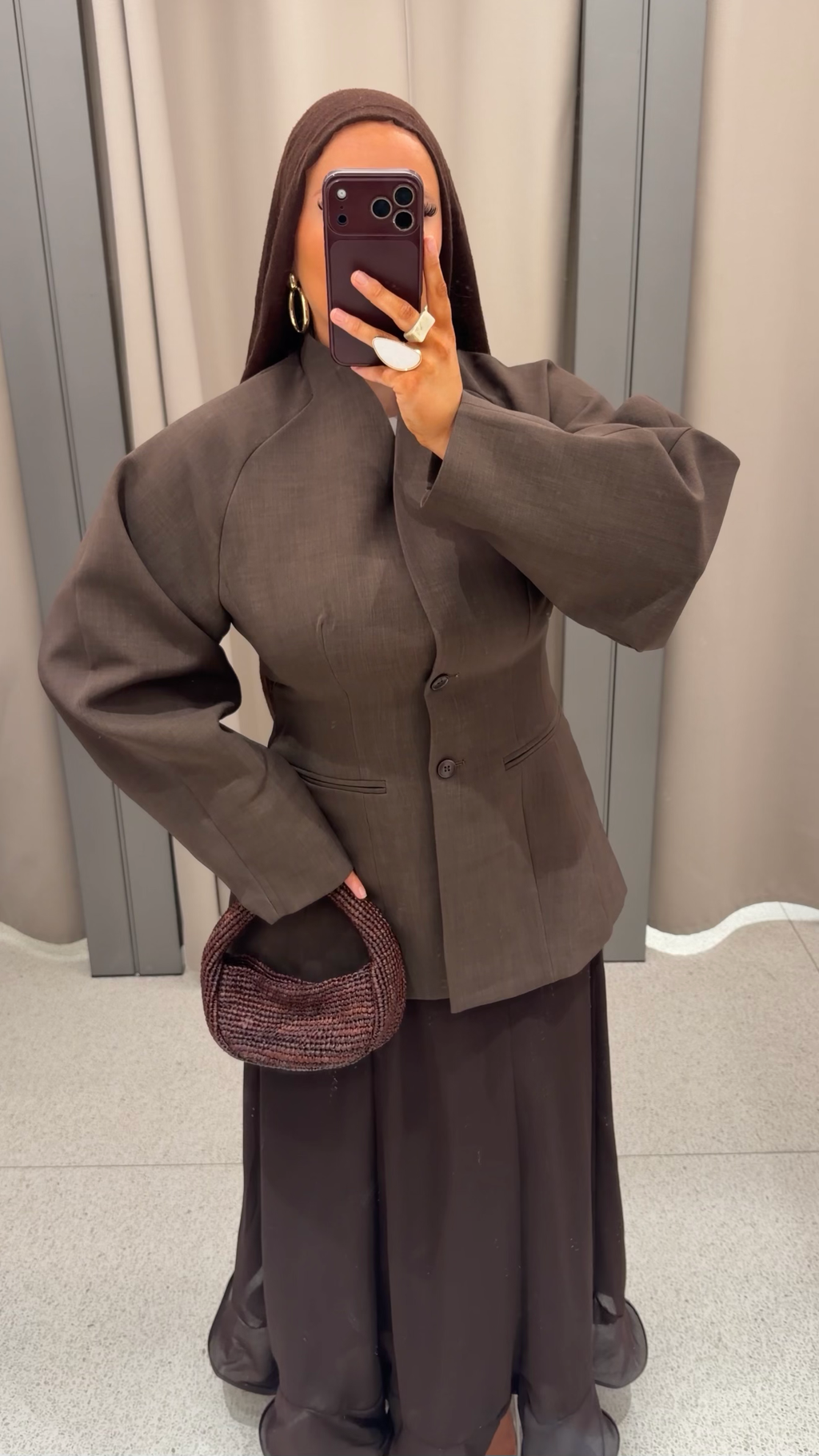[GAMME PREMIUM] Blazer à manches bouffantes | Marron