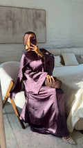 Robe ultra longue à cape intégrée OVA | Aubergine