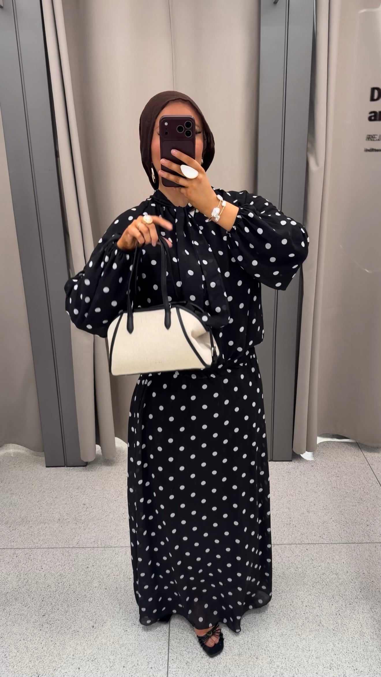 Ensemble doublé ultra long à pois | Noir