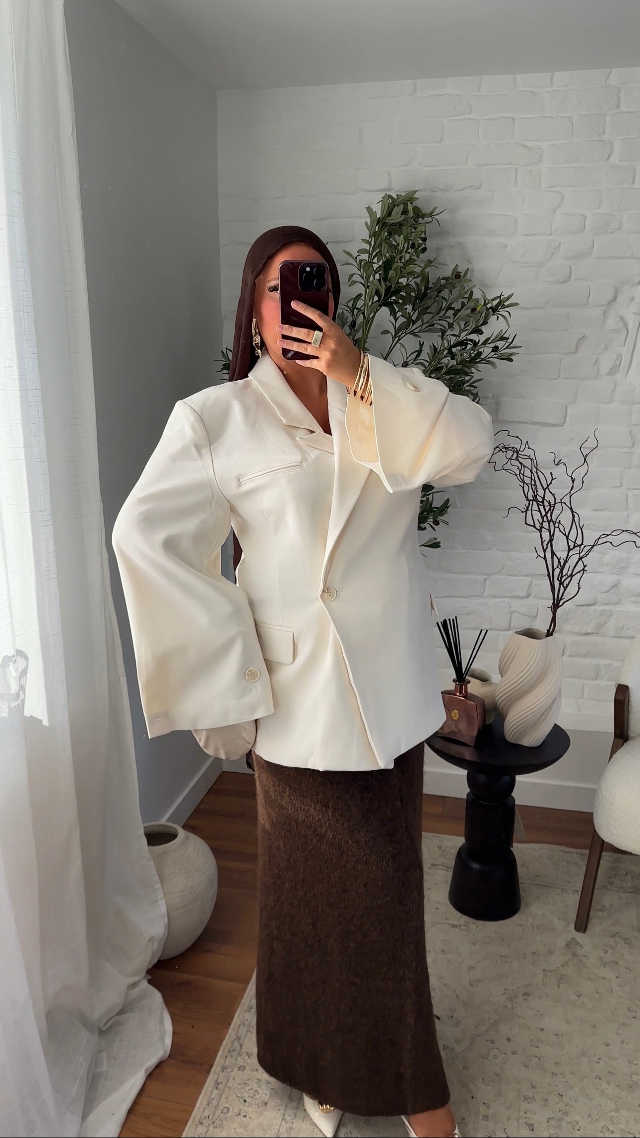 [GAMME PREMIUM] Blazer cache cœur oversize à boutonnage | Écru