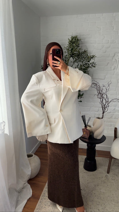 [GAMME PREMIUM] Blazer cache cœur oversize à boutonnage | Écru