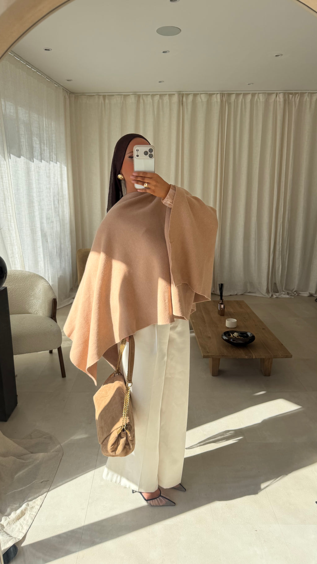 [GAMME LUXE] Cape en laine véritable ELDENA | Camel