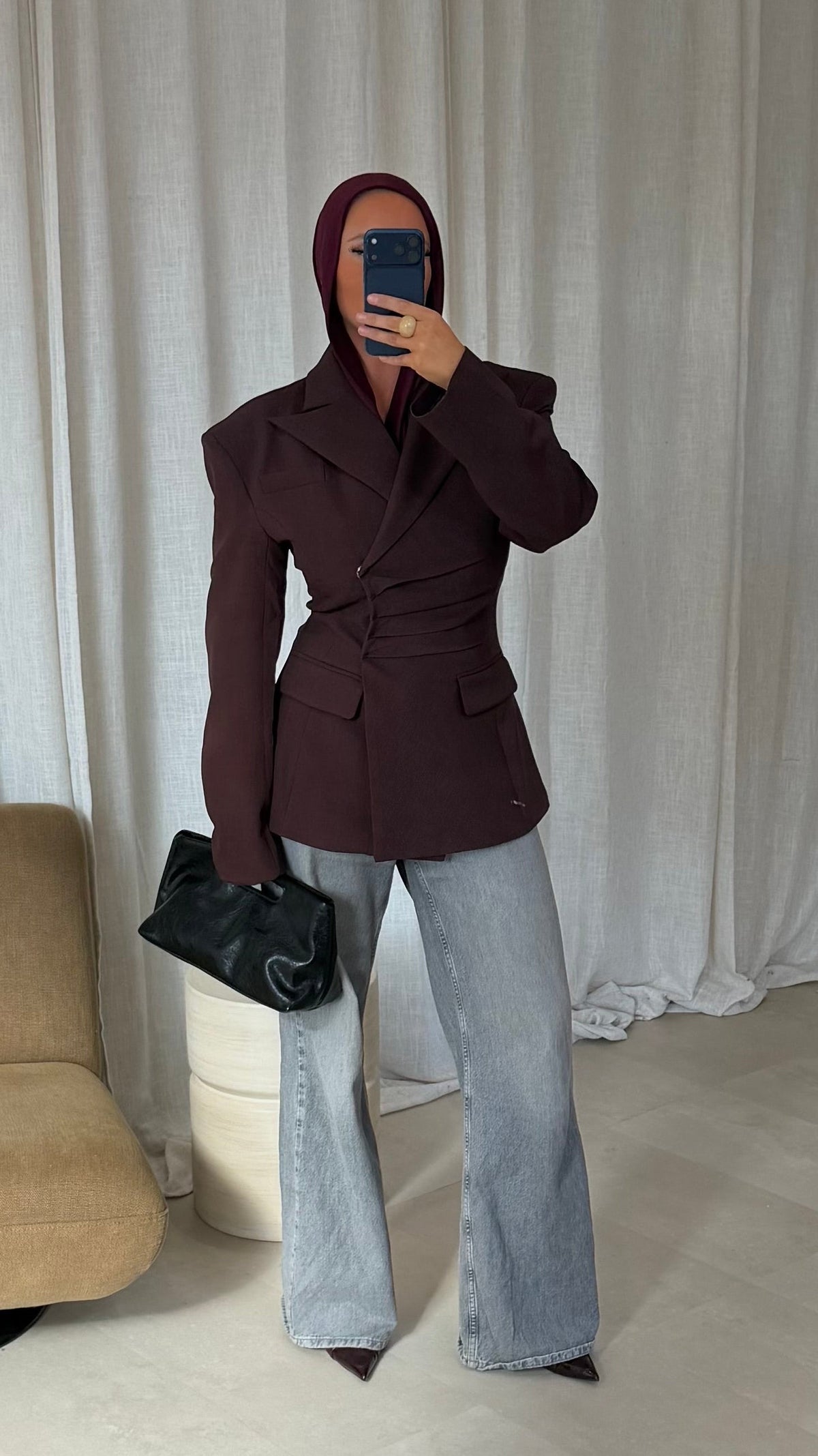 [GAMME PREMIUM] Blazer épais cintré ÉLINE | Bordeaux
