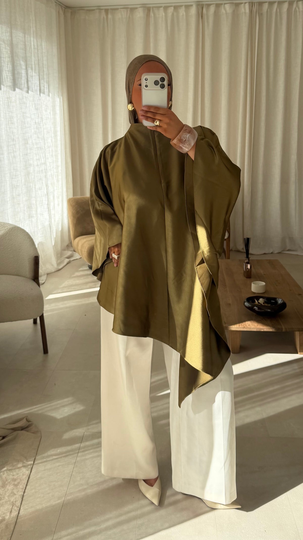 [GAMME LUXE] Haut asymétrique satiné | Vert