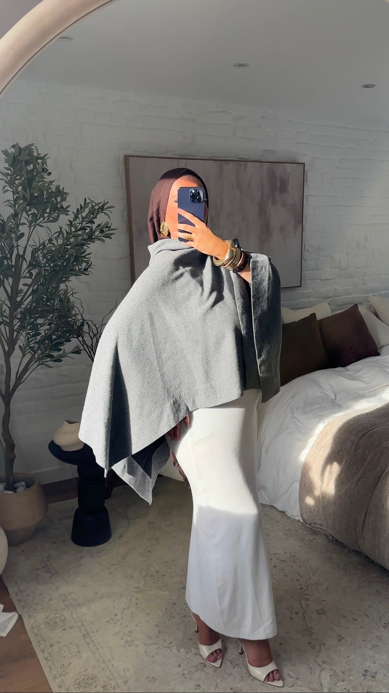 [CRÉATION] Cape longue ultra oversize asymétrique | Gris