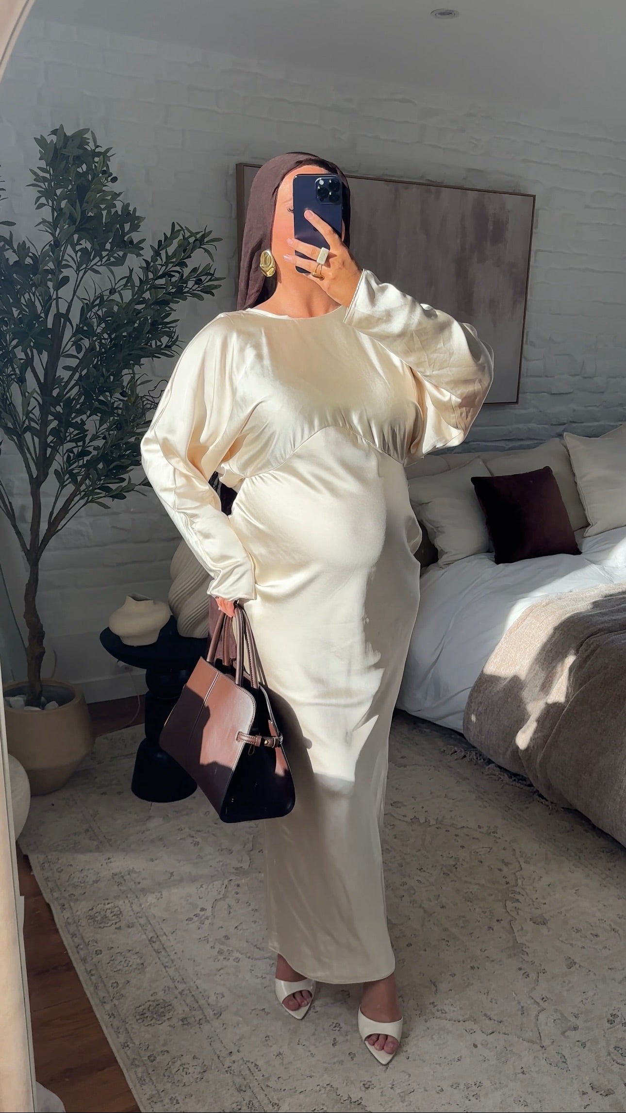 [CRÉATION] Robe longue satinée JENNAH | Crème