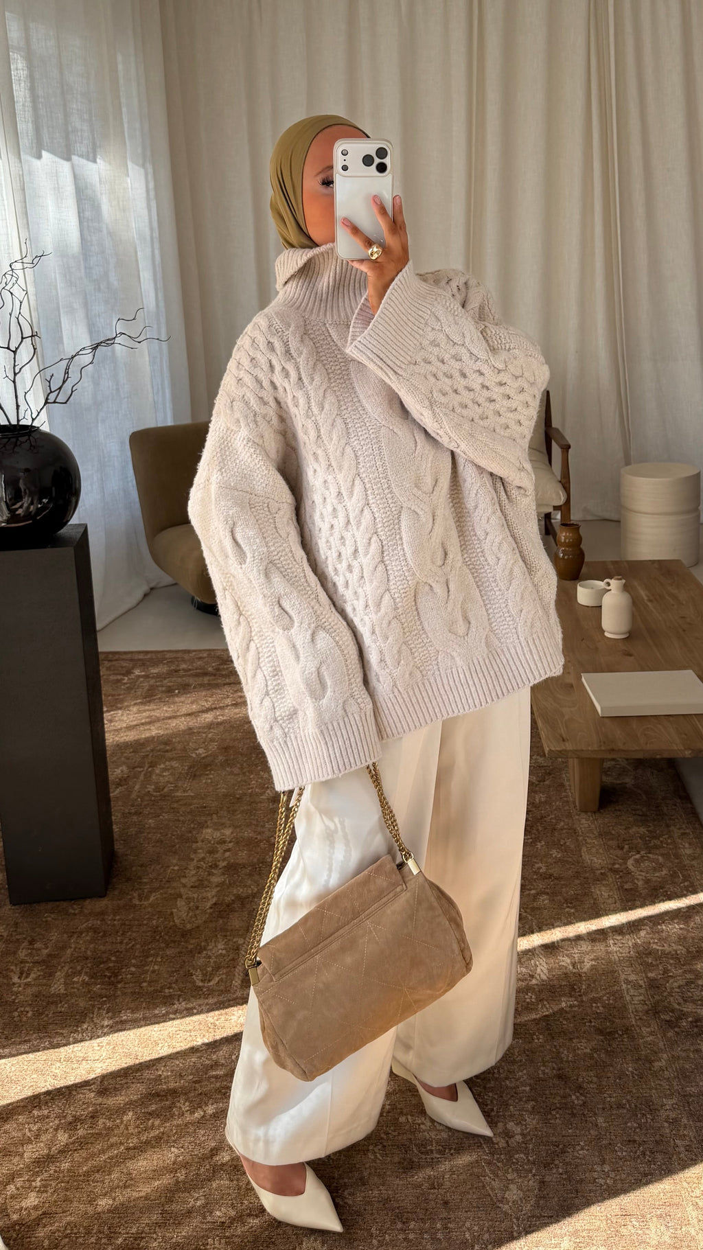 [GAMME PREMIUM] Pull à col montant ultra chaud OSLO | Beige