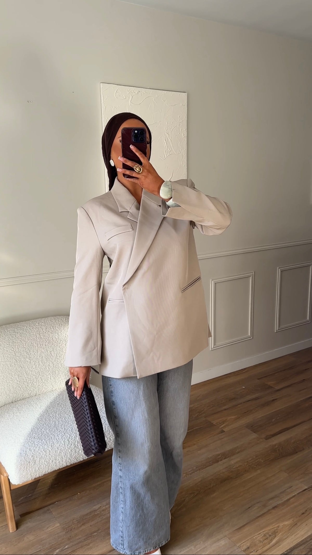 [GAMME PREMIUM] Blazer oversize cache cœur | Beige