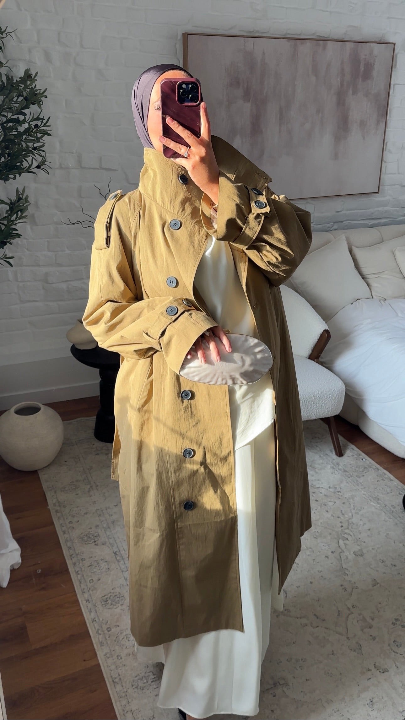 [GAMME PREMIUM] Trench ultra long à boutons | Vert