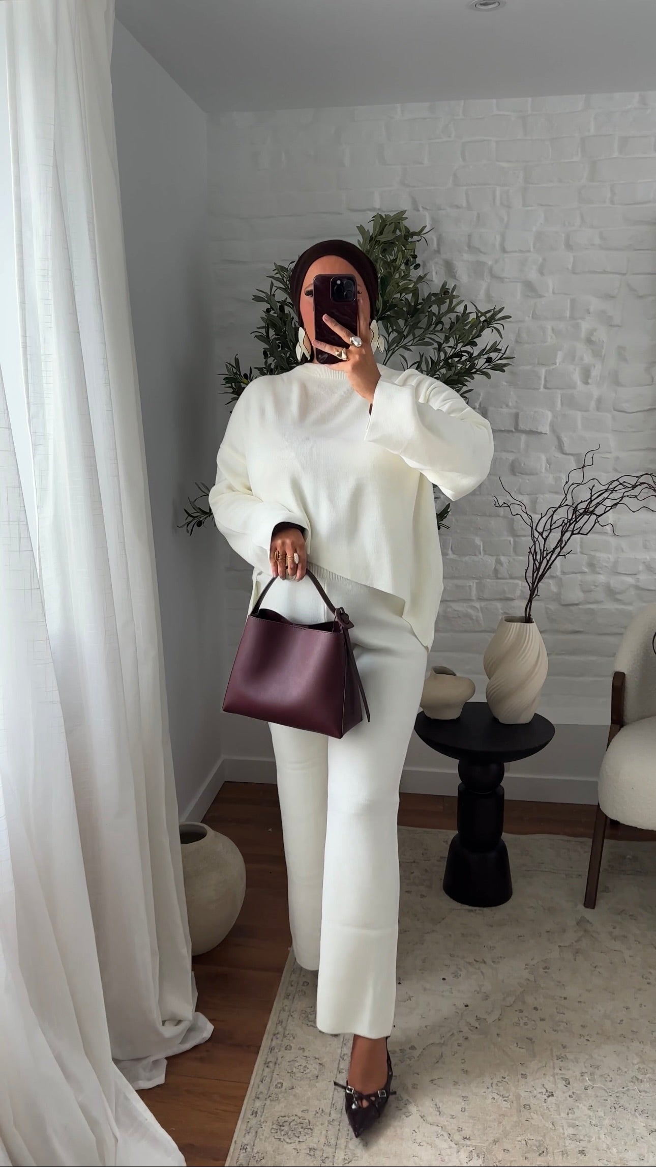 Ensemble comfy en maille à pantalon | Blanc
