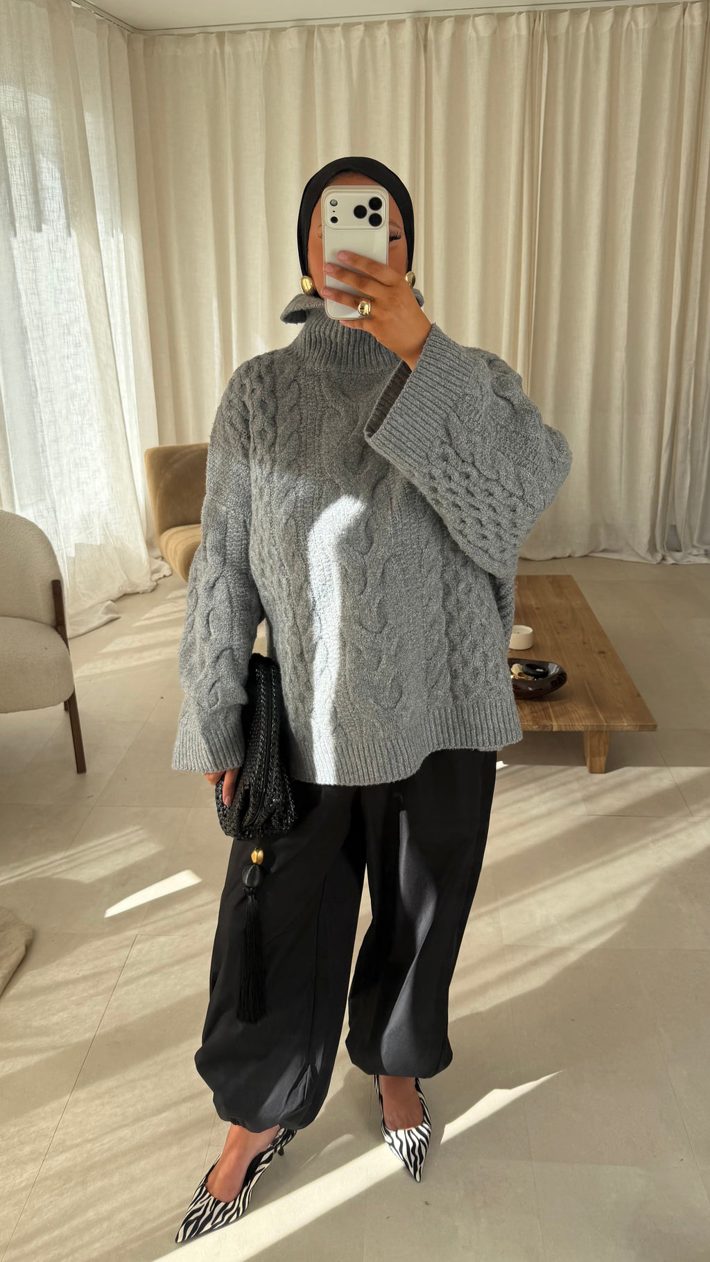 [GAMME PREMIUM] Pull à col montant ultra chaud OSLO | Gris