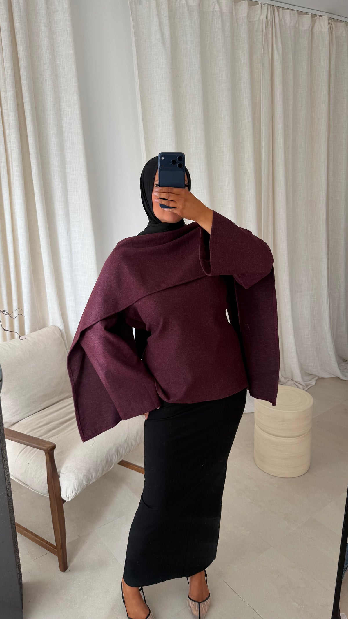 Haut ultra doux à cape | Bordeaux