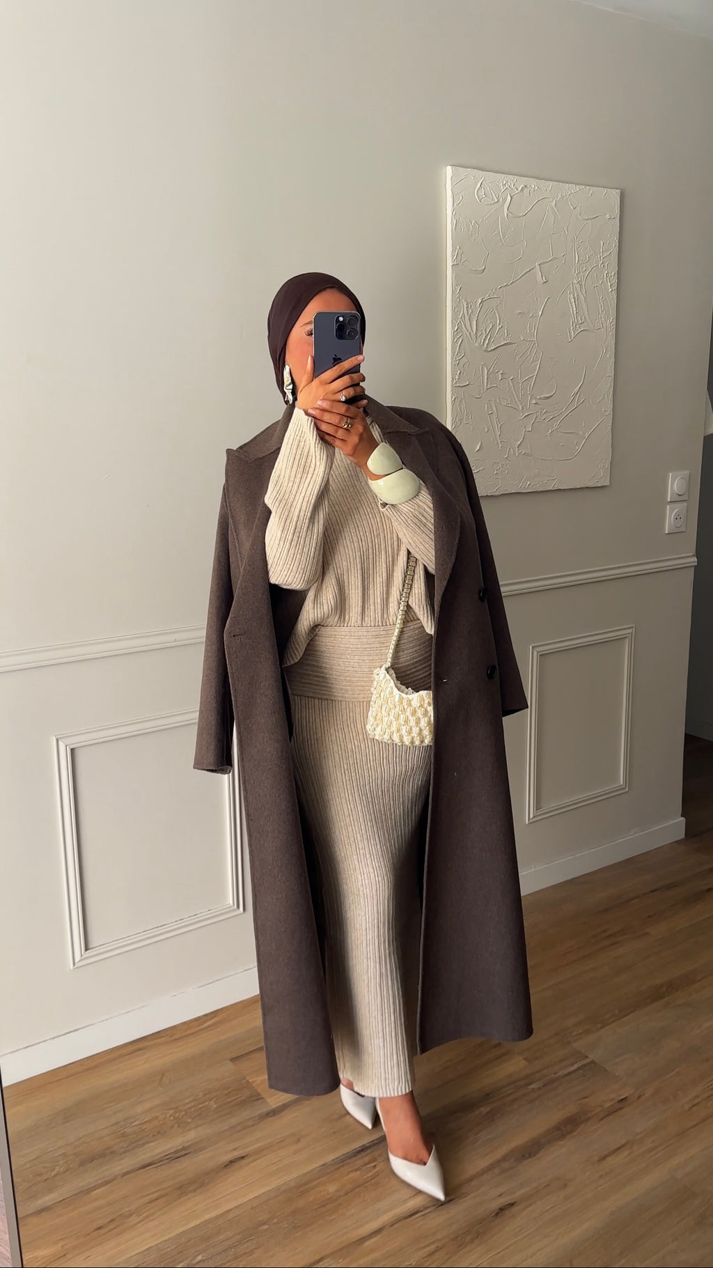 [GAMME LUXE] Manteau ultra long en laine véritable fait main | Dark mocha
