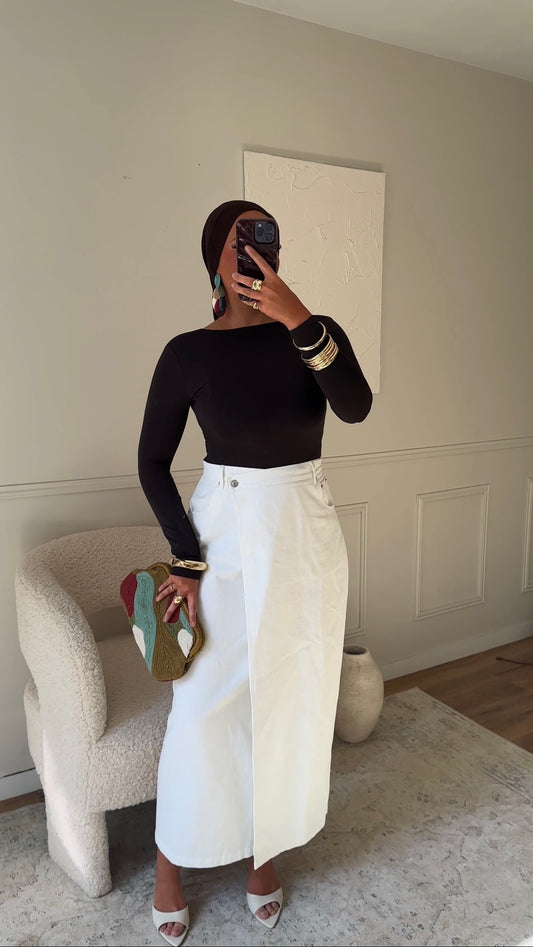Jupe en jean portefeuille | Blanc