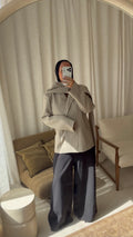 Blazer à écharpe intégrée | Beige
