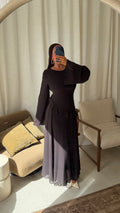 Robe ultra longue fluide doublée avec lacets à l'arrière | marron